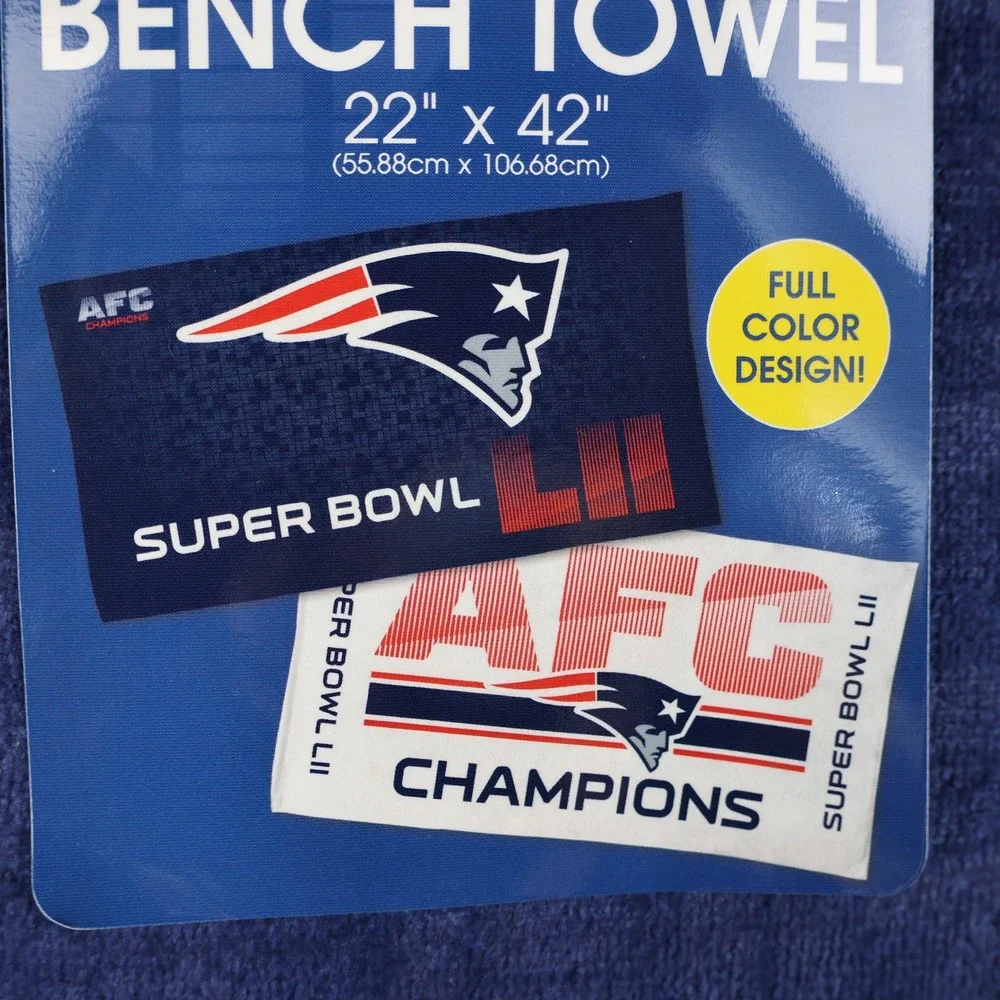 New England Patriots Bench Towel 22x42 NFL Football Super Bowl LII AFC Champions